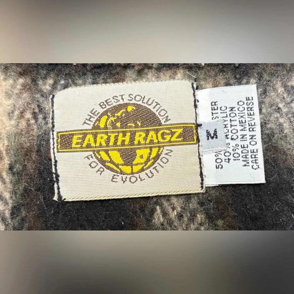 Earth Ragz Men's Vintage 90's Flannel Pullover Hoodie Jacket Size Medium